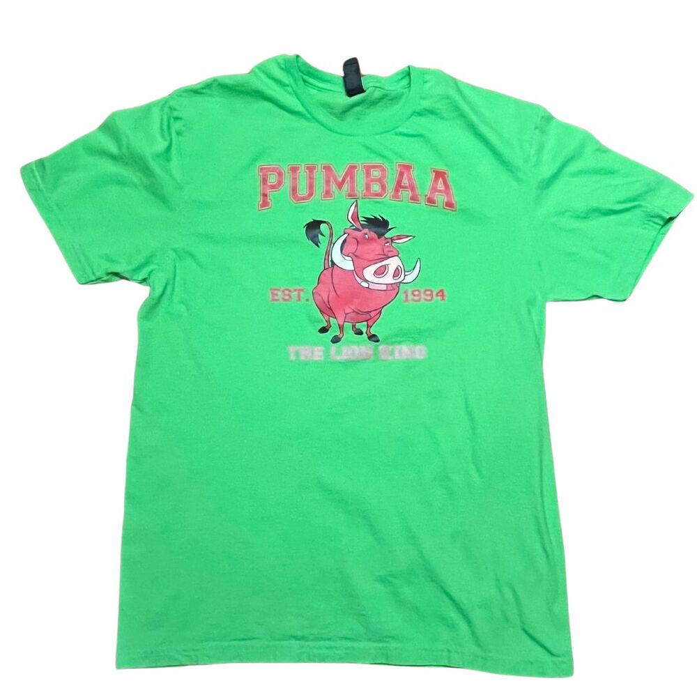 WOMEN'S PUMBAA LION KING GRAPHIC NEON GREEN TEE SIZE MEDIUM